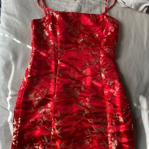 Red woven dress
